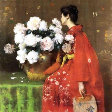  1897 Oil Painting - Peonies 1897 flower William Merritt Chase